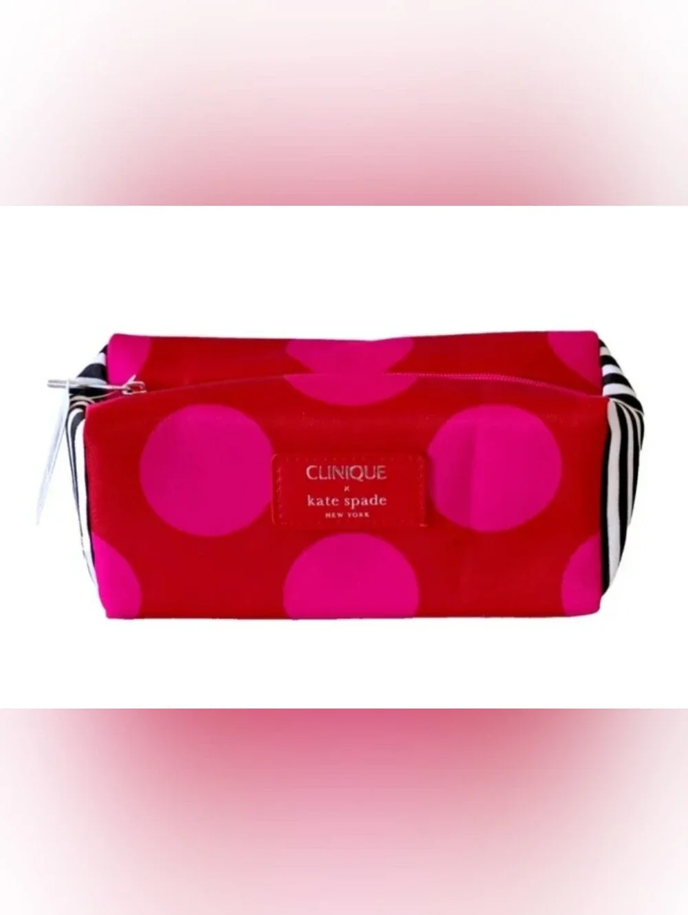 Kate Spade X Clinique Red & Pink Polka Dot Cosmetic Pouch EUC